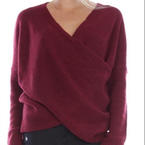 Sweaters - Burgundy cross front sweater